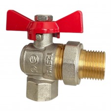 Кран кульовий 3/4" з американкою КУТОВИЙ WATER